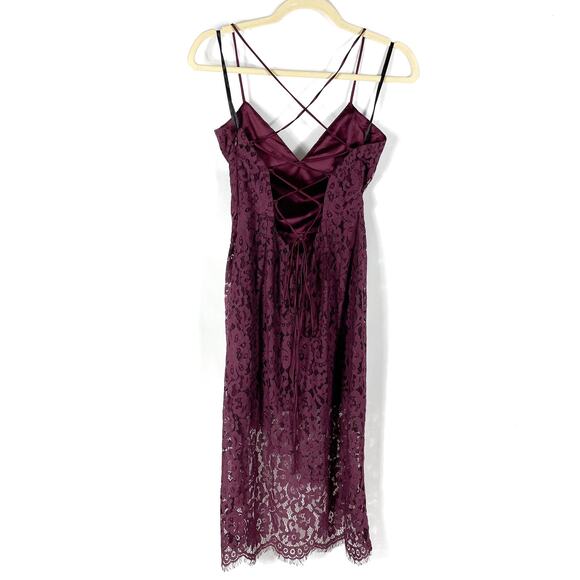Lovers & Friends Skylight Midi Dress Merlot Wine Lace Up Sleeveless Sz S - Picture 10 of 14
